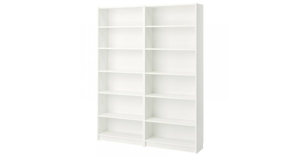 White billy bookcase store with black doors